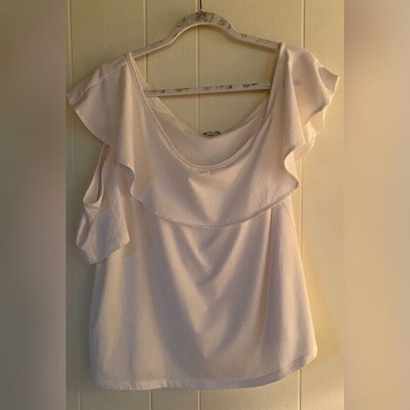 J. Crew Blouse Women’s XXL White Ruffled Stretch Coquette Girl Fairycore - Picture 1 of 5